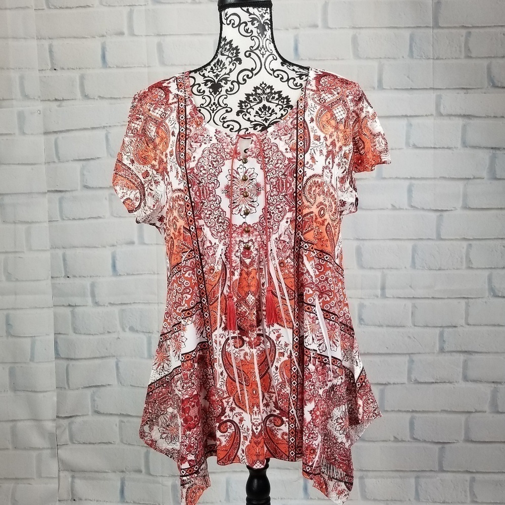 Style &co sz l stretch knit short sleeve top